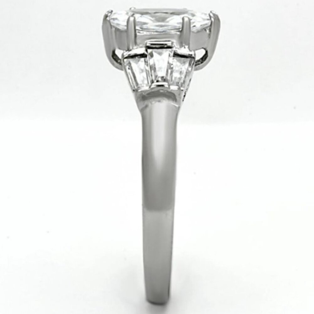 Marquise & Baguette Cubic Zirconia Ring Stainless Steel High Polished - Picture 14 of 14